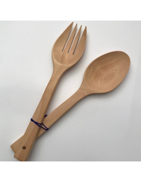 Set de grands couverts en bois blanc