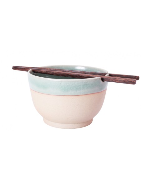 Bol à nouilles et baguettes - Blue Celadon