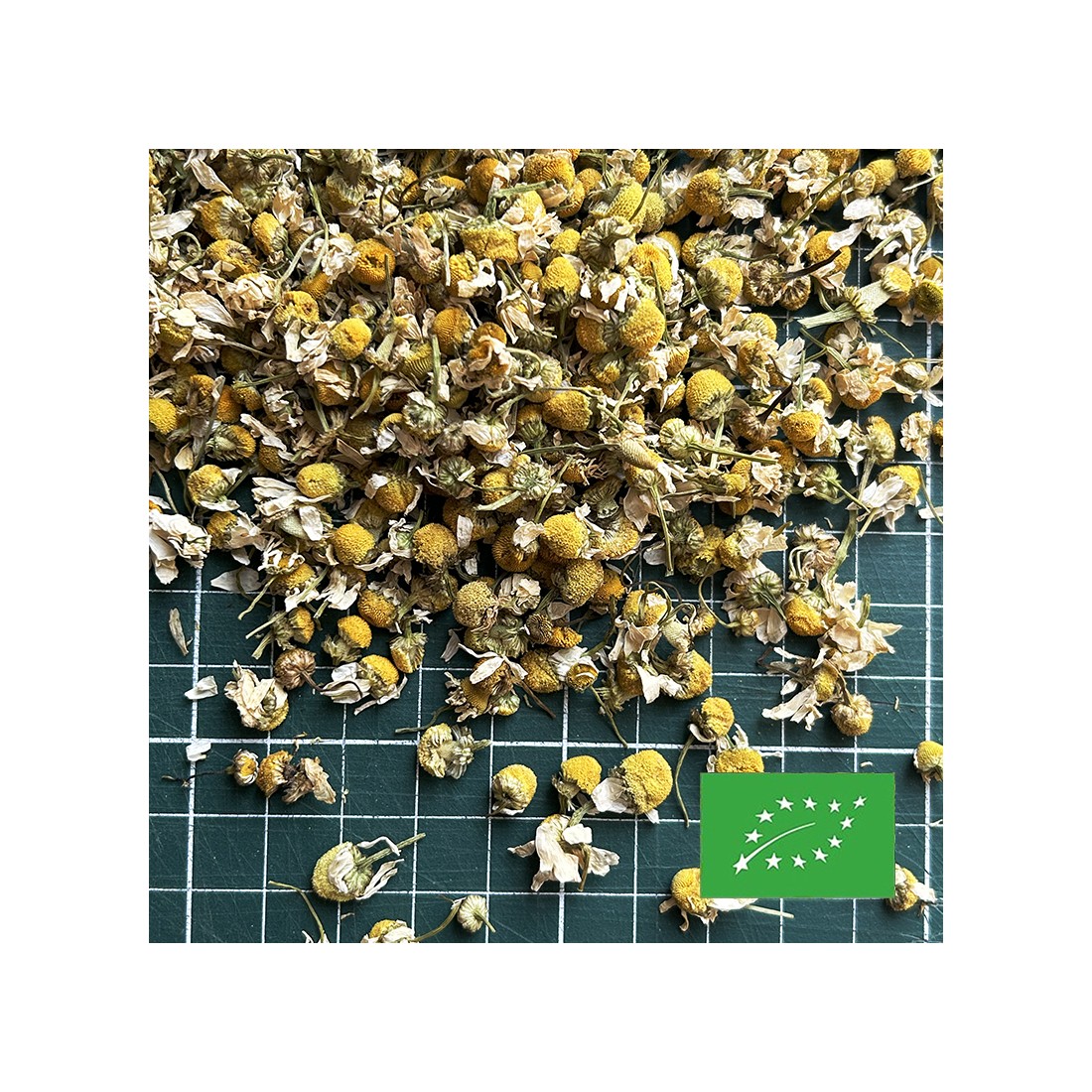 fr]Fleurs de camomille. Camomille allemande séchée d'origine  Normandie.[:en]Chamomile flowers. Dried German chamomile. Origin France.[:]
